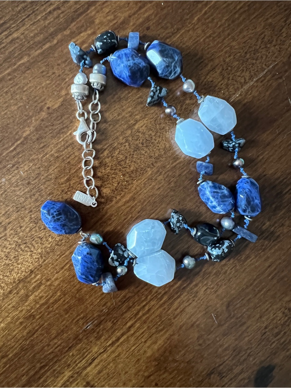 Peyote Bird Blue Stone Statement Necklace and Two Matching Bracelets